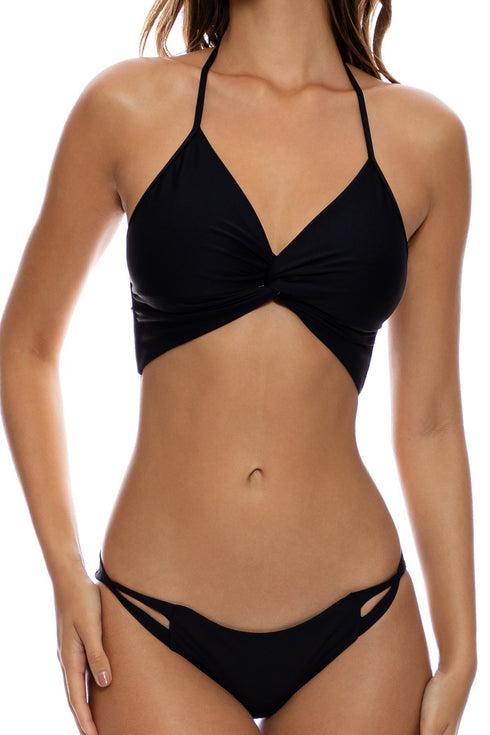 Luli Fama Twisted Beauty Front Twist Bustier Halter Top